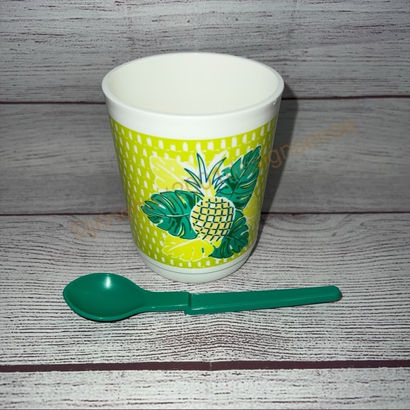 Tupperware Other - New Tupperware 7686 11oz Pineapple Mug w/ Hang On Spoon 1208